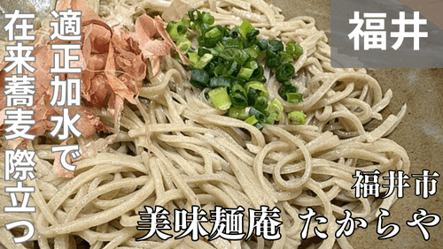 福井市新田塚で味わう本格手打ち蕎麦「美味麺庵たからや」は、香り高い大野在来そばと丁寧な仕事が光る名店。